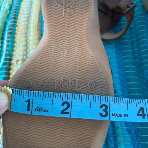 VINTAGE 70s/80s FAMOLARE "HI THERE" WAVY SOLE LEATHER WEDGE SANDAL - Picture 9 of 11